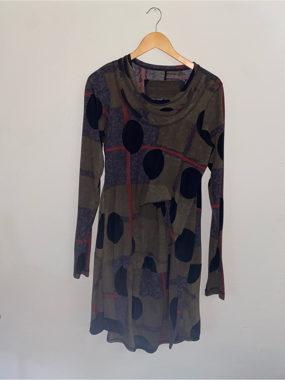 Rundholz Black Label Avant Garde Abstract Print, Olive Green Size L Lagenlook
